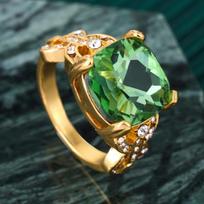 Huajie Luxury Green Square Zircon Gold Color Rings for Women Wedding Engagement Ring  Accessories Trend 6 auksas