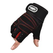 Gym Training Sport Gloves Bodybuilding Workout Ridding Gloves Fishing Gloves  Men Women M-Black Red