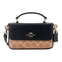 Coach Josie 18 Rankinė per petį su logotipu ir sagtimi, pagaminta iš sintetinės odos ir karvės odos, maža, moteriška, ruda, juoda CW412-IMQRX Basic Set (Bag+Dust Bag)