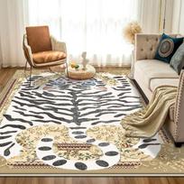 Modernus kilimas svetainei, didelis, su tigro raštu, mielas kambario dekoras, animacinis kilimas, minkštas neslystantis kilimėlis vaikams, flanelinis, lengvai valomas 60x90cm(XS) beige