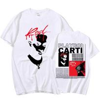 Raperio Playboi Carti marškinėliai Muzikinis albumas Whole Lotta Red Grafiniai marškinėliai unisex unisex Madingi Hip Hopo Oversize marškinėliai Streetw... S įvairiaspalvis