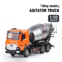 Huina 1737 1/50 Semi-Alloy Die-Cast Concrete Mixer Truck Static Model Simulation Engineering Construction Cement Vehicle Toys
