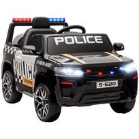 Elektrinis automobilis vaikams Policija su nuotolinio valdymo pultu Dvigubas variklis Sirena Pakaba ant 4 ratų ir priekiniai žibintai Juodas 102 x 65 x 56 cm
