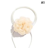 Fluffy Fabric Lace Flower Choker Necklace For Women Trendy Elegant Long Lace-up Rope Chains On Collar Jewelry A1