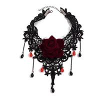 Elegant Black Rose Choker Necklace With Intricate Lace Detailing Ideal For Costume Accessories And Everyday Gothic Fashion 1