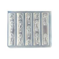 Daugkartinė angelų temos nagų dailės silikoninė liejimo forma blizgančių 3D nagų papuošalams kurti 1 gray