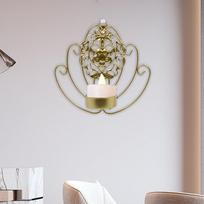Mounted Candle Holder tick for Dining Room Easily Install Gold Pattern white