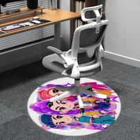 Kpop Merginos Kėdės kilimėlis Apvalus kilimas - Biuro kilimas, Skalbiamas mašinoje, Neslystantis, Tinka svetainėms, Miegamiesiems 80cm gray