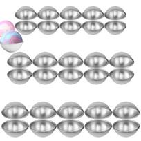 30 Pcs Bath Bomb Mold Aluminum Alloy Ball Shape Bath Bomb Moulds Press 6.5cm 5.5cm 4.6cm Hemisphere Cake Pan for Soap Making gray