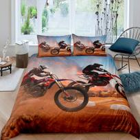 Motorcycle King Queen Duvet Cover Dirt Bike Bedding Set Motocross Racer Extreme Sports Quilt Cover Polyester Comforter Cover EU single(135x200cm)