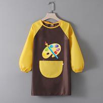 Waterproof Art Bibs Long Sleeved Cooking Apron New Kids Painting Apron S1 yellow