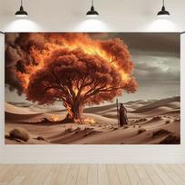 2D Burning Bush Backdrop for Biblical Religious Themed Party Decoration 59x51.1inch/150*130cm brown