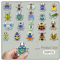 Set of 20 Cartoon Insect Refrigerator Magnets – Colorful, Cute, Waterproof, Creative Magnetic Stickers. 5.5-8.5CM