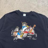 Vintažiniai 90-ųjų Crazy Shirts B Kliban Katė Rokenrolas Juodi Vyriški Dideli Lytis Unisex Marškinėliai S