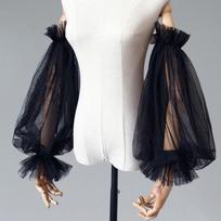 Elegant Yarn Bridal Arm Sleeves Breathable Pleated Lace Arm Covers Thin Lantern shaped Detachable Sleeves Women juoda