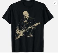 Winston Churchill Playing Electric Guitar Rocker Humor Unisex T-Shirt XL black