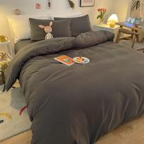 Brushed Cotton Skin-friendly Three-piece Bedding Set: Includes Duvet Cover, Bed Sheet, and Skirt for Student Dormitory Single Bed 48x74cm Pillowcases/Pair