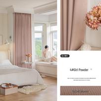 Modern Full Blackout Matcha Green Cotton Linen Curtains for Bedroom, Balcony, and Living Room Pleated Per Meter gray