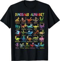 Dinozaurų tipai Abėcėlė A-Z ABC Dino identifikavimo marškinėliai M