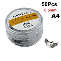 50 vnt./dėžutė Dantų matricos juostelės Segmentinės metalinės matricos Matrica 3,5/4,5/5,5/6,5 mm dydžio Dantų protezavimas Dantisto įrankiai 6.5MM