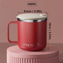 400ML Insulated Coffee Mug With Sliding Lid 304 Stainless Steel Double Wall Water Cup Sealed Milk Coffee Cup Student Drinkware 301-400ml raudona