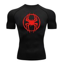 Spider Graphic Compression Shirts for Men Gym Workout Running Tshirt Summer Athletic Quick Dry Tees Tops Short Sleeve Rash Guard S