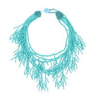 Multilayer Beads Choker Necklace Handmade Design Bohemian Theme Neckwear Neck Jewelry for Lady Evening Party Dresses ežero mėlyna spalva