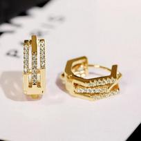 Real  Sterling Silver Zircon Minimalist Geometric Hoop Earrings for Women Classic Fine  Irregular Accessories