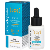 Skincyclopedia SPF 50 Sun Protection Hydrating Face Cream-Serum drėkinamasis veido kremas-serumas su hialurono rūgštimi (10%) ir vit. B5, 30 ml