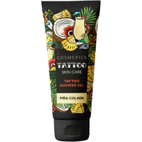 Cosmepick Tattoo Shower Gel Pina Colada dušo želė tatuiruotai odai, "Pina Colada" kvapo, 200 ml