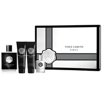 Set Vince Camuto: Virtu Eau De Toilette For Men, 100 ml + Virtu Eau De Toilette For Men, 15 ml + Virtu Moisturizing After-Shave Balm, 90 ml + Virtu Shower Gel Body, 90 ml