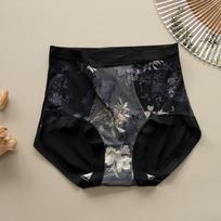 Plus Size Women Spring and Summer Sexy Lace 10A Antibacterial Ice Silk Non Scratch High Waist Belly Triangle Briefs L juoda