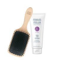 Set Marlies Moller: Marine Moisture Scalp Brush + Daily Mild Silicone Free Hair Shampoo Deep Cleansing, 100 ml