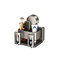 Toothbrush Holder with Suction Cup Carbon Steel ABS Waterproof Rust-Proof Wall Mounted Double-Layer Storage for Bathroom Organizer 2pcs A