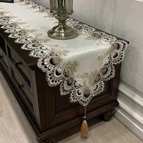Luxury Floral Lace Table Runner European Elegant Embroidered Tablecloth for Dining, Coffee & TV Stands Christmas Home Decor jacquard&40 X 100cm