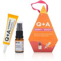 Q+A Merry + Bright Gift Set veido priežiūros priemonių rinkinys su vitaminu C