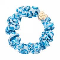 by Eloise London Gold Heart Silk Scrunchie Blue Leopard gumytė plaukams