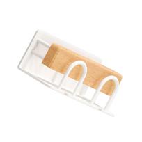 Moderns Wall Hanging Electric Toothbrush Holder, Solid Wood and Aluminum Rack Holds Multiple Brushes Toothpaste balta