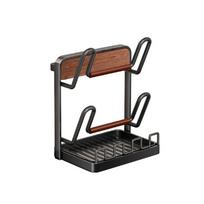 Carbon Steel Pot Lid Rack Rustproof Space Saving Kitchen Storage Rack Stable Removable Drip Tray Cutting Board Holder Kitchen