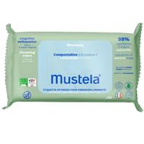 Mustela Baby Compostable Cleaning Wipes With Fragrance drėgnos valomosios servetėlės vaikams, 60 vnt.