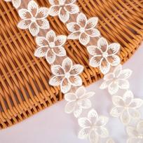 3.3CM Multi-color Beaded Flower Embroidery Lace Trim for Wedding Dress, Skirt, Lingerie, and Clothing Decoration