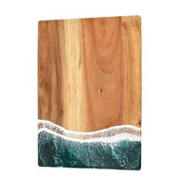 Wave Resin and Acacia Wood Cutting Board - Food Grade, Thick, and Durable for Fruits and Steak Square