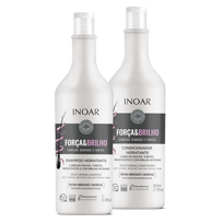 INOAR Força & Brilho Duo Kit rinkinys plaukams (drėkinantis šampūnas, 1000 ml + kondicionierius, 800 ml)
