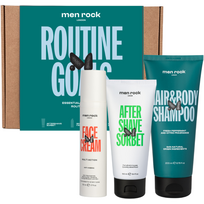 Men Rock ROUTINE GOALS Essential Grooming Routine Kit Plaukų ir odos priežiūros priemonių rinkinys vyrams, 1vnt