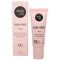 Laouta Sun Tint SPF 15 natūralūs lūpų ir skruostų dažai su apsauga nuo saulės, atspalvis: Coral, 10 ml
