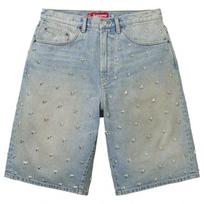 Supreme Stars Studded Baggy Denim Short Washed Indigo 34