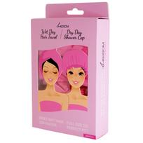 Be OSOM Shower Cap & Hair Towel dušo kepurėlė ir turbanas plaukams, rausvos spalvos