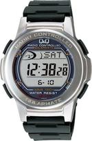 Q&Q Citizen Watch Digital Radio-Controlled Solar Water Resistant with Date, Urethane Band, Men's MHS5-300 Silver