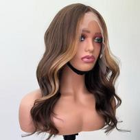 Highlight Honey Blonde Color HD/Transparent Lace Closure Wig Glueless Loose Body Wave  Pre Plucked Lace Front Wig for Women (as the picture,12 inches(30.48cm))