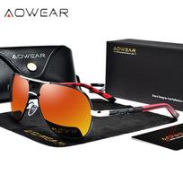 AOWEAR Aviaciniai poliarizuoti akiniai nuo saulės Vyriški Aliumininiai Vairavimo Veidrodėlio Saulės Akiniai Vyriški Prekės Ženklo Dizainerio Retro Akinių Aksesuarai gafas Brand Designer